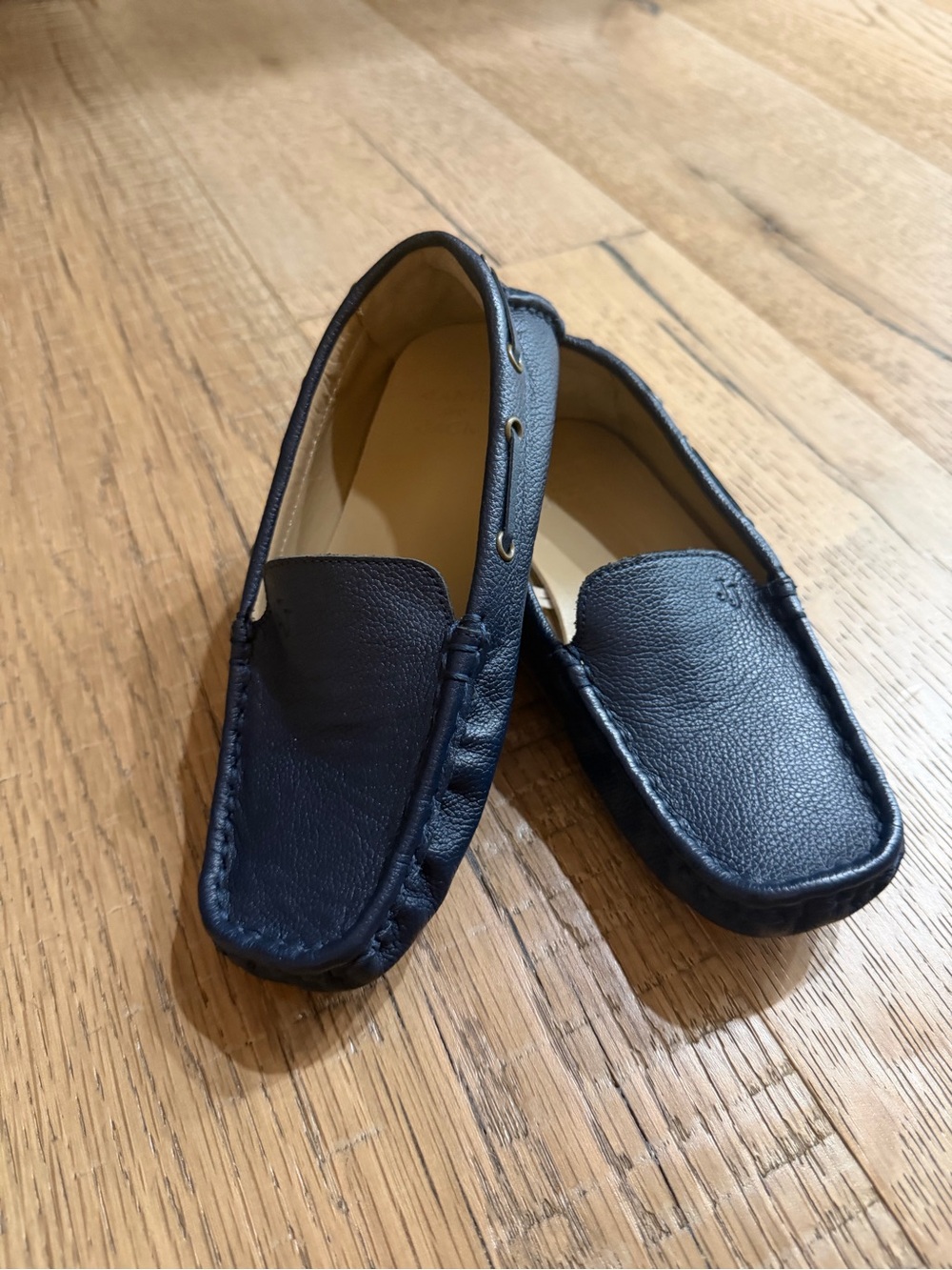 Janie and Jack Navy Blue Leather Moccasin Dress Shoes